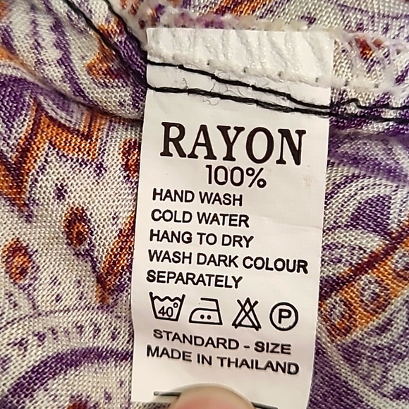 Indian Elephant Print Pull On Pants in Purple Gold Jogger Soft Rayon OS - Picture 7 of 8